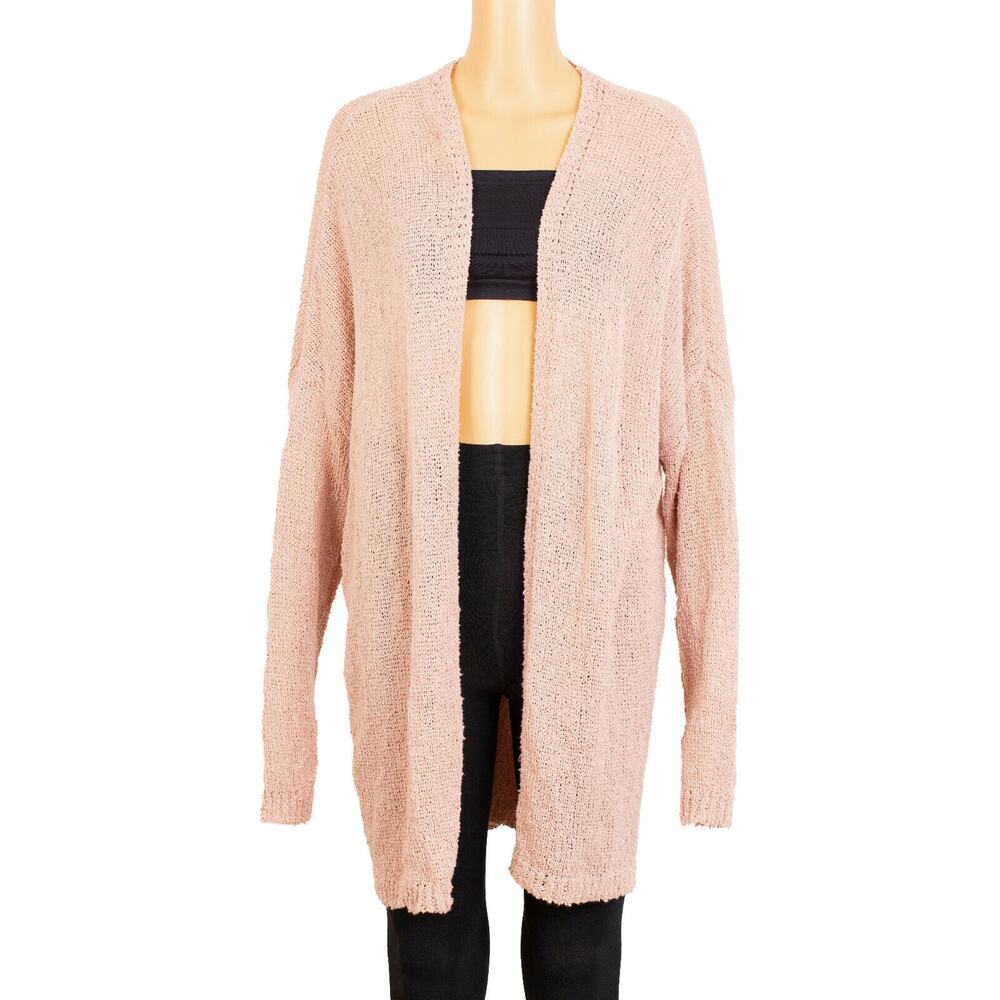 Solutions! Women Open Front Lightweight Cardigan Pink Size L